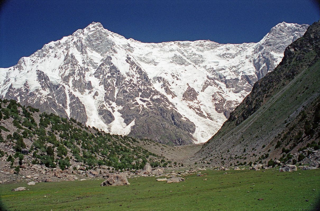 15 Nanga Parbat Rupal Face, Ridge To Rakhiot Peak From Rupal Face Base Camp We arrive at Herligkoffer Base Camp (3656m) and gawk at the awesome Nanga Parbat Rupal South Face.